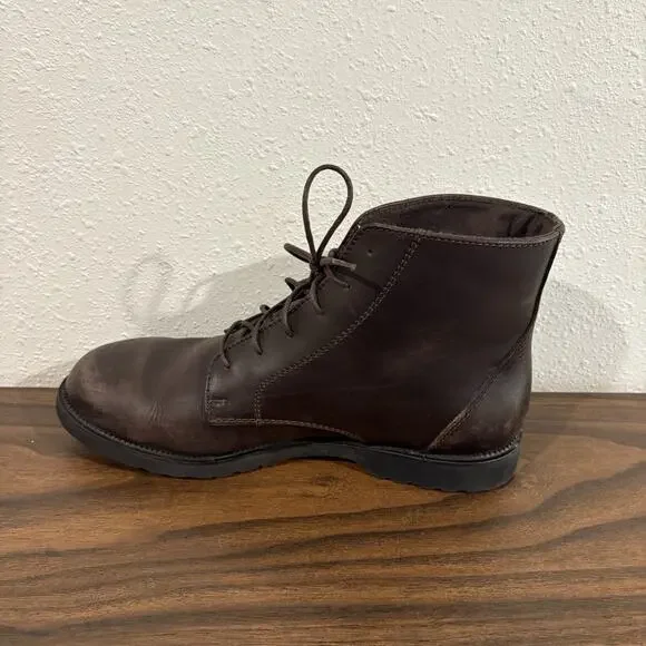 L.L. Bean Womens Brown Leather Lace Up Combat Boots Size 8.5 Wide Ankle Booties - Picture 6 of 15